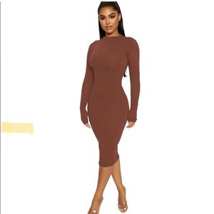 Naked Wardrobe brown bodycon dress
